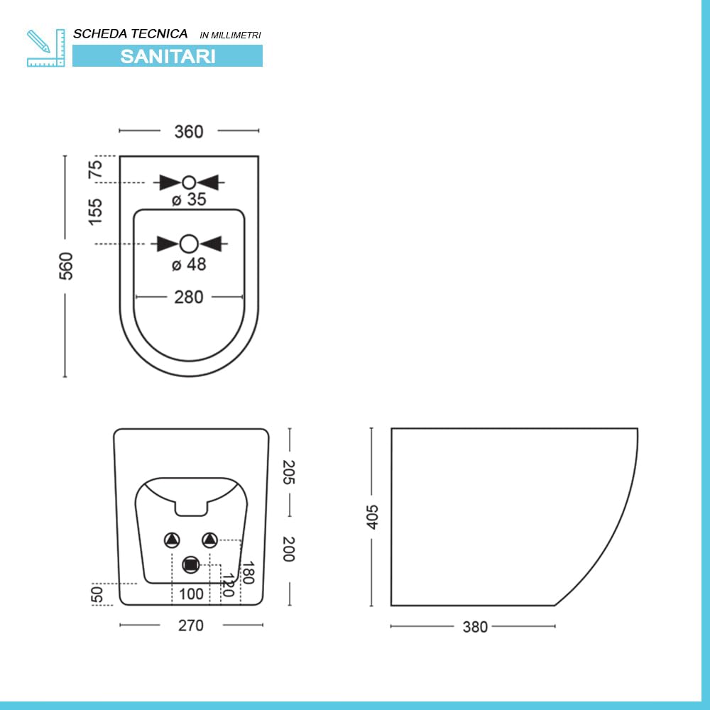 Set Sanitari Filomuro Rimless In Ceramica Con Effetto Marmorizzato Bianco Linea Tokyo, L 36 x P 56 x H 41 Cm, Completo Di Sedile Soft-Close
