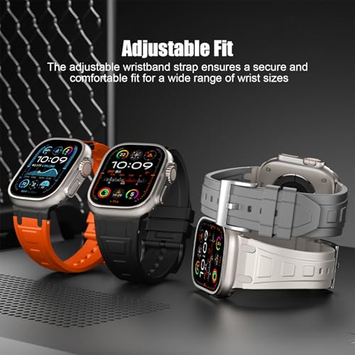 Image of Compatible with Apple Watch Series 11 10 Strap 46mm,Ultra 3 /2 /1 49mm Silicone Straps Compatible with iWatch Series 9 /8 /7 /6 /5 /4 /SE 3 45mm 44mm with Stainless Adapter (NO WATCH)