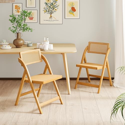 COSTWAY ラタンチェア ラタン椅子 ダイニングチェア 2脚セット 竹製 肘掛け無し ラタンいす ラタンイス 食卓チェア リビングチェア リビング ダイニング ベッドルーム おしゃれ 北欧風 インテリア ナチュラル (正方形) [2]