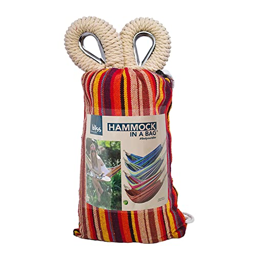 Bliss Hammocks Bh-400-A 40" Wide Hammock W/Hand-Woven Rope Loops & Hanging Hardware, Outdoor, Patio, Backyard Durable, Cotton And Polyester Blend, 220 Lbs Capacity, Guacamole #TOP1