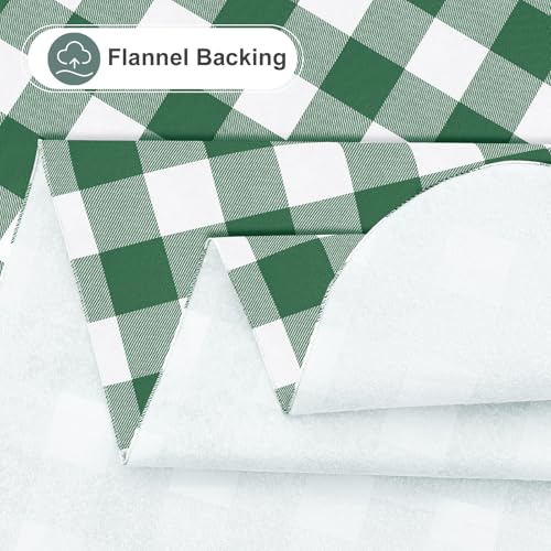 Image of misaya Rectangle Waterproof Vinyl Table Cloth, Buffalo Flannel Backed Tablecloth, Wipeable Plastic Table Cover for Dinner, Kitchen, Outdoor (52 inch x 70 inch, Emerald Green and White)