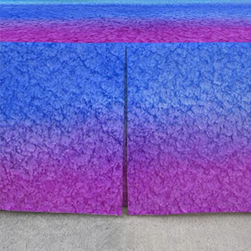 Girls Rainbow Bed Skirt Queen Size Abstract Watercolor Bed Skirts Pastel Colorful Bedskirt,Kids Multicolor Striped Bedding Decor Colored Tie Dye Room Decor #TOP3