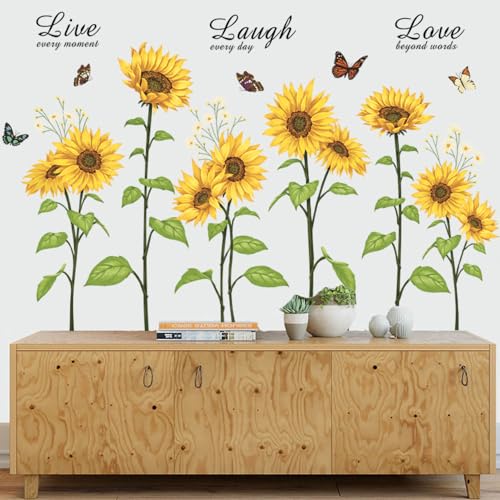Vinilos Decorativos con Girassol y Mariposa 2 Piezas miniatura 1