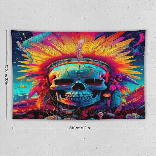 Tenture crâne décorative avec impression 3D lavable en machine textile mural