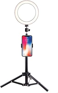 LED Ring Light with Tripod Stand, Professional Ring Lights, 20Cm Dimmable Halo Light with 3 Color Modes and 10 Brightness, Phone Holder for Live Streaming Makeup Selfie Photography,Style 3