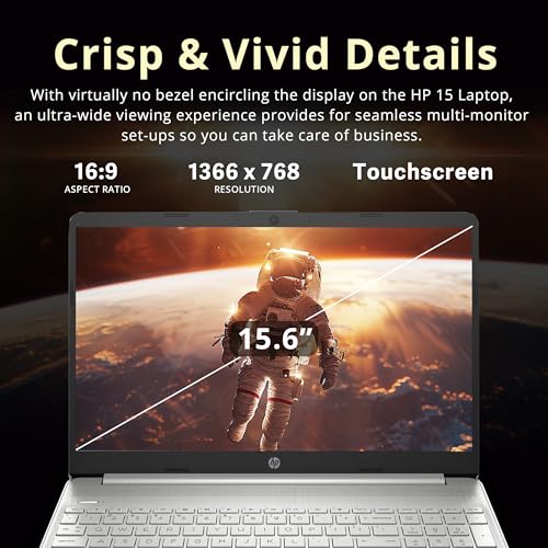 Image of HP 15.6 inch HD BrightView Touchscreen Laptop, Intel Pentium Gold 7505, 8GB RAM, 672GB Storage(512GB SSD+160GB Docking Station Set), Numeric Keypad, HD Camera, HD Audio, Wi-Fi 5, Win 11 S, Silver