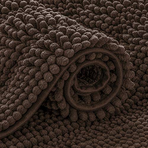 Tappeto da bagno in ciniglia a righe morbido tappeto da per assorbente ad asciugatura rapida lavabile in lavatrice cioccolato 61 x 152.4 cm