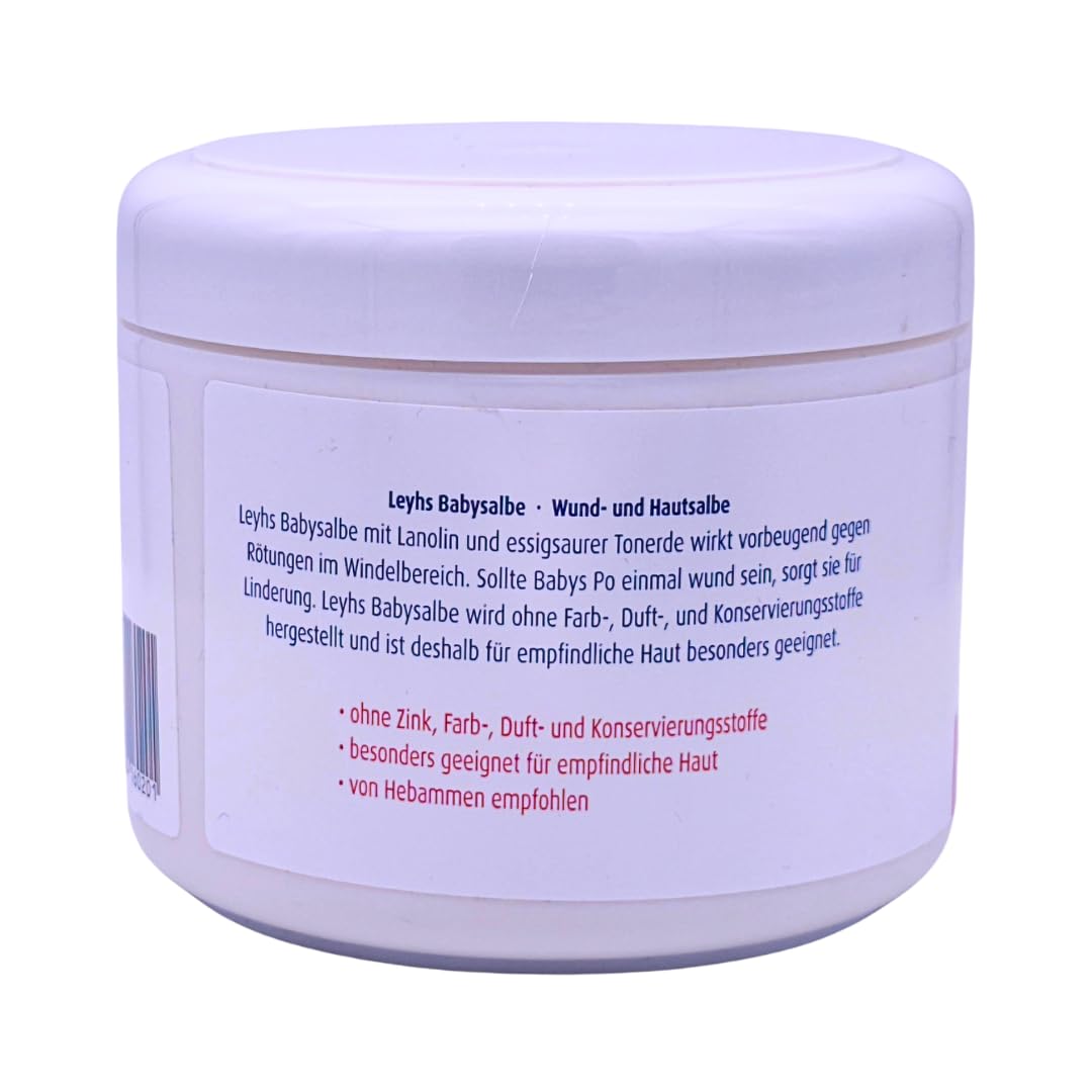 ELASAN Leyhs Babysalbe 3x 500 ml I Pflegende Hautsalbe für empfindliche Babyhaut im Windelbereich I Ohne Zink & Duftstoffe I Milde Pflegeformel mit Tonerde I Spar-Set plus Pharma Perle give-away (3x)