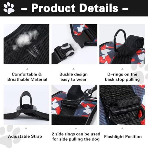 Belababy Service Dog Harness Small Medium Large, Adjustable Emotional Support Dog in Training Harness with Sturdy Handle - Image 2