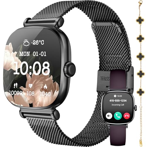 BRUBOSES Smart Watches for Women Fitness Tracker AMOLED Make/Recive Call Blood Pressure SpO2 Sleep Monitor 120+ Sport Mode Smartwatch for iPhone Android Birthday Gifts?3 Straps? Purple Black