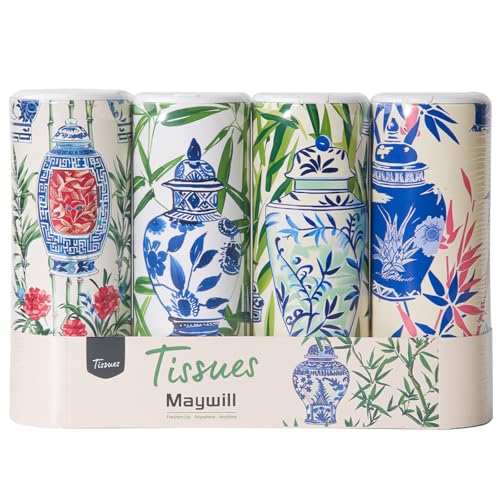 Car Tissue Holder,Tissue Box, Car Tissues Cylinder with Cap, Car Tissues Holder, Car Tissues Holder Round Container(4pk/200 Sheets)