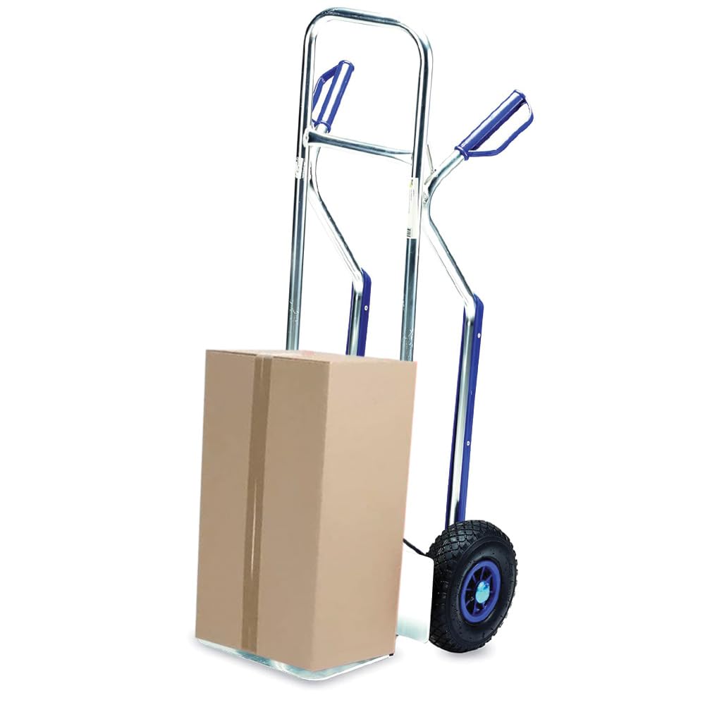 Virsus Carrello Portapacchi Professionale in ALLUMINIO, misura 53x48x118 cm, Maniglie di Sicurezza Blu e 2 Ruote Pneumatiche, Montacarichi per trasporto di carichi pesanti, Portata Massima 150 Kg -751