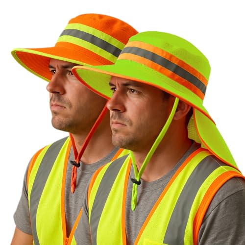Image of TZ Promise Men High Visibility Reflective Bucket Hat with Neck Flap Wide Brim Boonie Sun Hat Cap