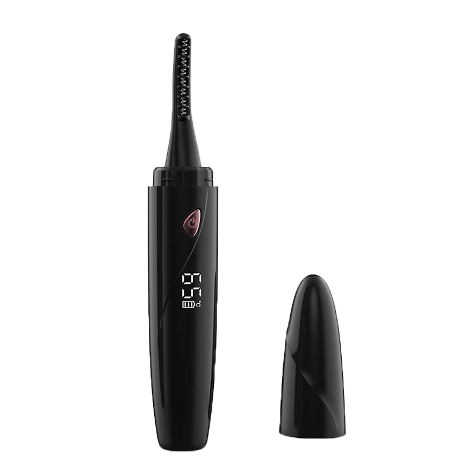Podgrzewana zalotka do rzęs, elektryczna lokówka do rzęs, ciepła z wbudowanym grzebieniem, dla kobiet, ładowana przez USB, czterobiegowa, inteligentna kontrola temperatury, cyfrowy wyświetlacz, wodoodporna, 29 x 20 x 130 mm, czarna)