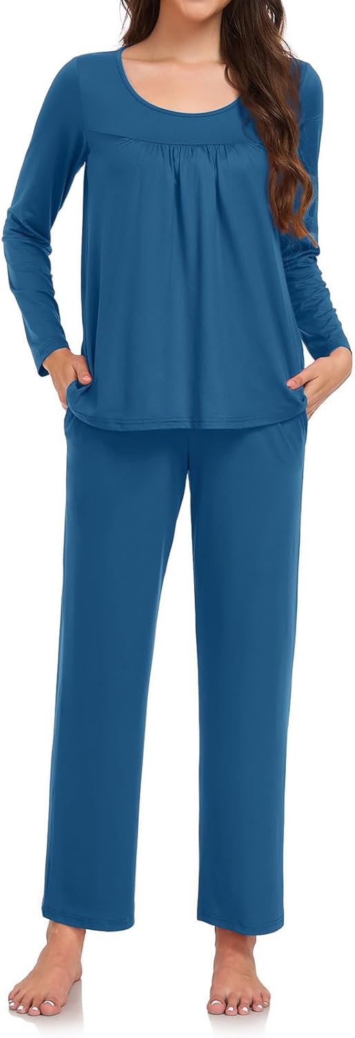 Pajama Sets for Women, Fall Long Sleeve 2 Piece Lounge Sleepwear Ladies Pjs Set with Pockets - Image 4