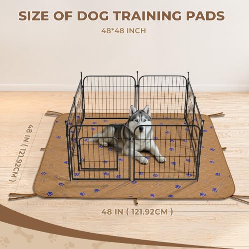 Image of Fostanfly Washable Pee Pads for Dogs, 2 Pack 48 inchx48 inch Add 8 Lanyards, Brown | Machine Washable & Reusable, Strong Absorbency, Leak-proof & Waterproof, Non-Slip, Playpen, Add 8 Lanyards, Potty Training