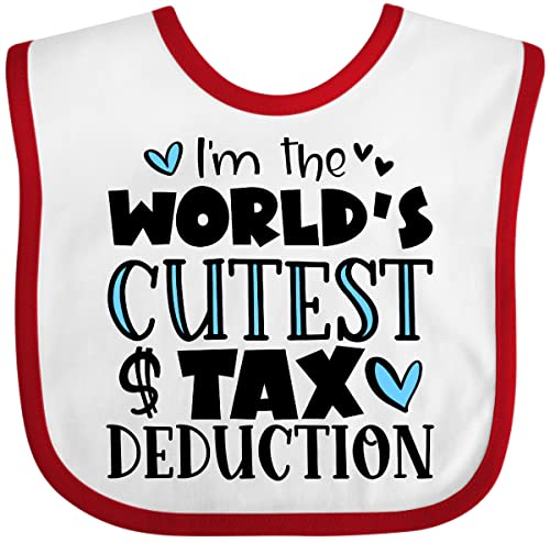 inktastic I'm the World's Cutest Tax Deduction Blue Hearts Baby Bib