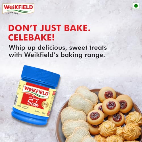 Image of Weikfield Baking Soda | Food Grade Sodium Bicarbonate | Ideal for Baking, Cooking & Cleaning | In Reusable Poly Jar | 100g