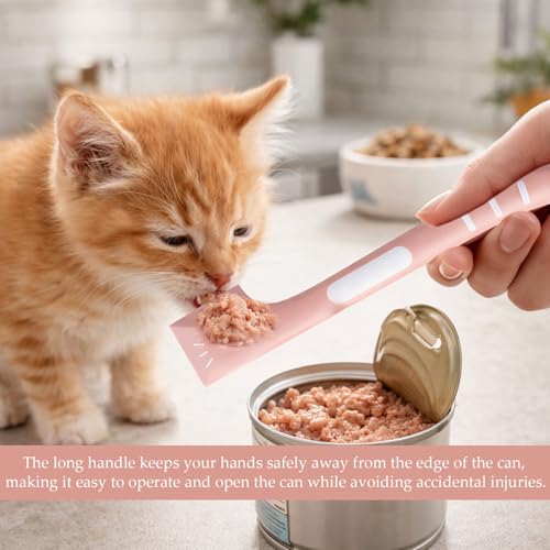 BOBITALK 4 Stück Katzenfutter Löffel, Futterlöffel Katze Dosenlöffel Tierfutterlöffel Silikon Tierfutter Dosenlöffel Mischlöffel Tierfutter Katzen Löffel Lang