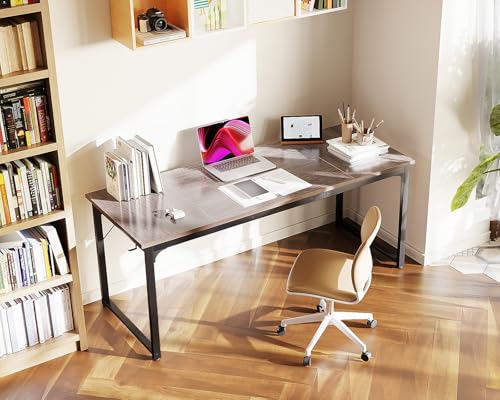Image of Casaottima 63 Inch Computer Desk for Home Office, Study Writing Table for Small Spaces, Simple Modern Desk with Headphone Hooks, Grey Oak