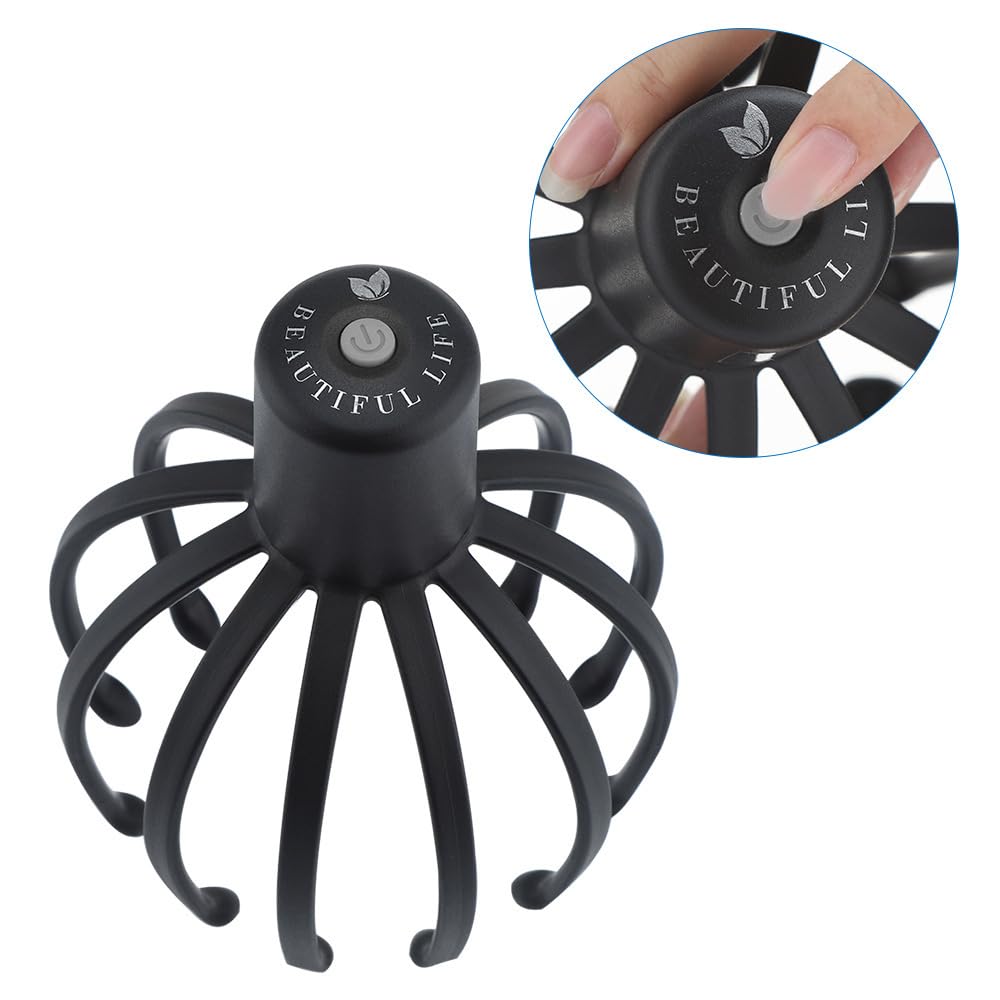 Masajeador eléctrico de pulpo para cuero cabelludo, masajeador de cabeza de pulpo, masajeador de cabeza inalámbrico, masajeador de cabeza de 360 grados con 3 modos, herramienta portátil de masaje del