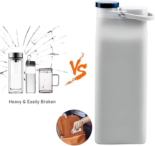 Miniatura 51 de E-Senior Botella de agua plegable sin BPA – Botella de agua plegable de 20 oz para botellas de viaje deportivas con triple a prueba de fugas, ligera