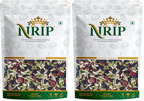 Image of NRIP Mixed Roasted Seeds & Berries 200 Gm (Pumpkin, Sunflower, Flax, Watermelon, Black Currant, Cranberry, Cherry, Black raisins) (Pack of 2)