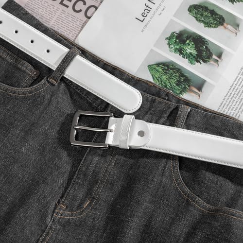Image of maikun Mens Black Leather Belt, Casual Dress Belts For Men, Classic Design Pin Buckle