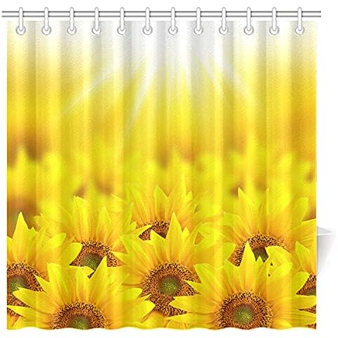CTIGERS Summer Shower Curtain Sunflowers Under The Sunshine Beautiful Yellow Flower Curtains Polyester Fabric 72 x 72 Inch Cover