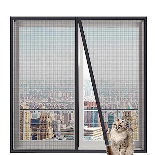 XIEMINLE Protective Window Mesh with Zipper for Cat, Custom Size Cats Window Safety Net for Cats Protection, Fly Screen Self-Adhesive Netting Anti-Mosquito Insect,W*H:150 * 150cm,Position 7
