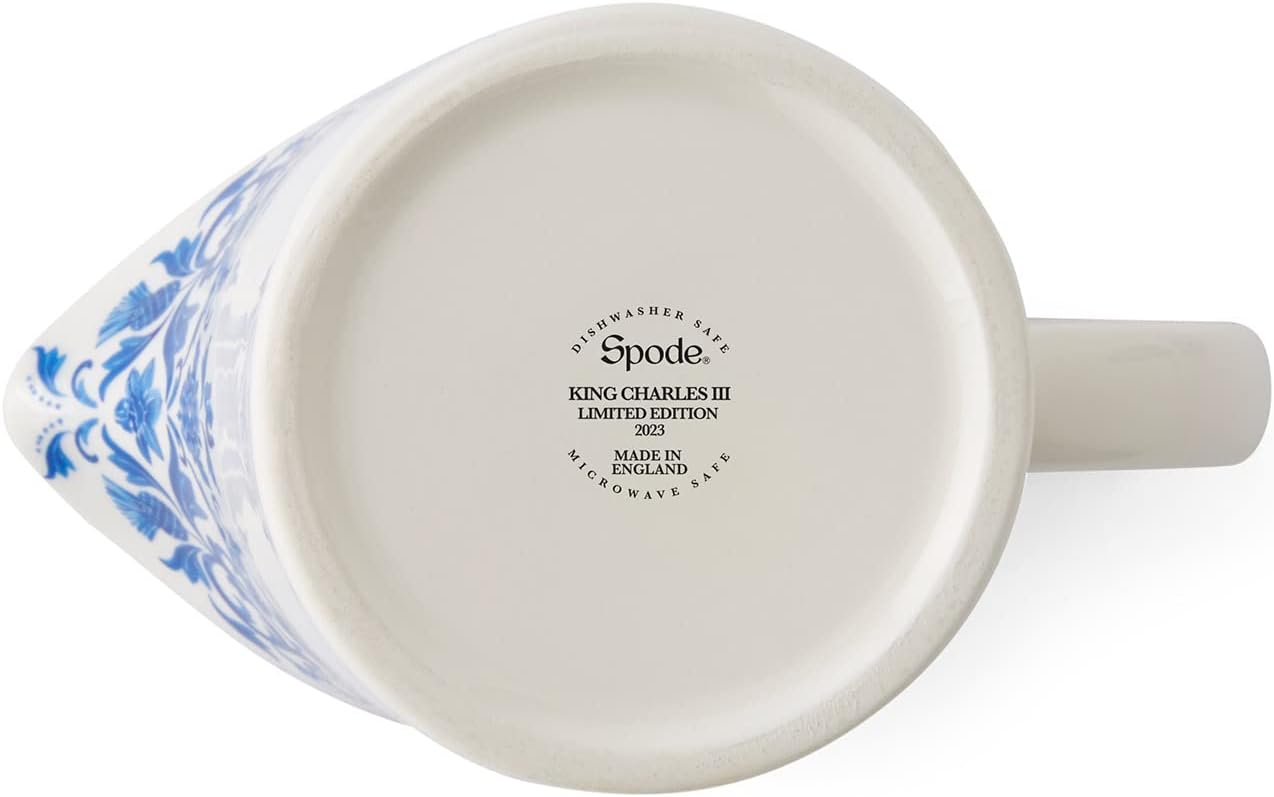 Spode King Charles III Coronation Commemorative Creamer Pitcher by Spode, Porcelain Milk Cup for Serving Sauces, Salad Dressing, and Coffee Cream, Dishwasher and Microwave Safe| Made in England (10oz)