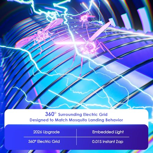 Image of Bug Zapper Outdoor & Indoor,Cordless Portable Mosquito Zapper with Rechargeable 4800mAh Battery & Auto On /Off,Mosquito Repellent Outdoor Patio,Electric Fly Trap for Camping,Kitchen,Backyard,Patio
