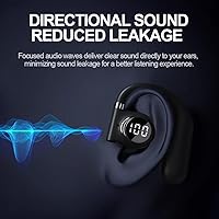 Vista 8 de Audífono de una sola oreja, K1 Bluetooth 5.3 de oído abierto, 14 horas de reproducción, controladores de 13 mm, pantalla digital LED, modo de música