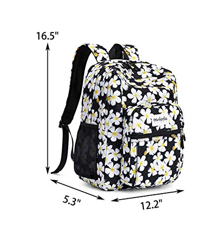 Image of abshoo Classical Basic Womens Floral Backpack For College Water Resistant Bookbag (Floral Black)