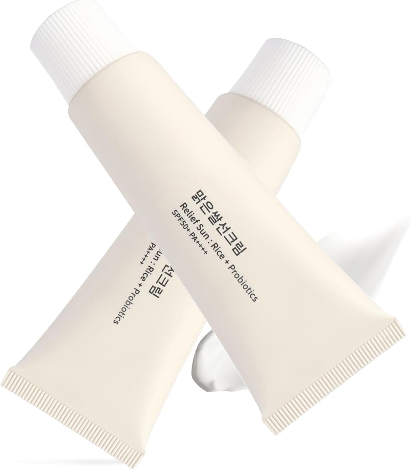 2PCS Relief Sun Organic sunscreen SPF50, Korean Skin Care Solution for All Skin Types, ++++PA++++ Rice and Probiotics, 50ml Nourishing Skin Protection and UV Defens