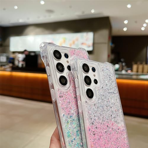Coque Samsung Galaxy A34 A53 anti chute à chaîne pailletée rose
