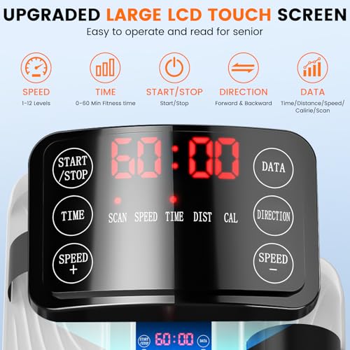 [2025𝐍𝐄𝐖] Under Desk Elliptical Machine, Ellipse Leg Exerciser for Seniors, Quiet & Portable Electric Seated Eclipse Exercise Training Machine with 12 Level Speeds, Remote Control, Strap Pedals - Thumbnail 4