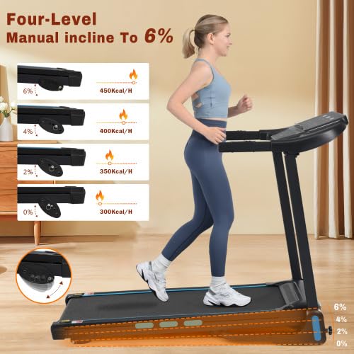 Image of Treadmill Walking Pad Electric Foldable | 3.5HP Hydraulic Auto Incline 350Lbs Capacity | 10MPH Heart Rate Bluetooth Type C | Compact Small Spaces Home Gym