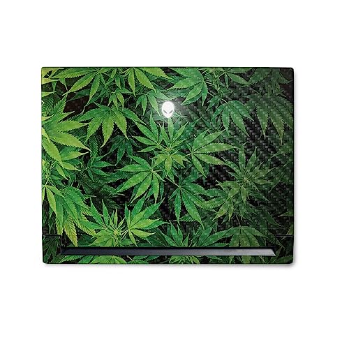 MightySkins Carbon Fiber Skin Compatible with Alienware M18 R1 (2023) Full Wrap Kit - Weed | Protective, Durable Textured Carbon Fiber Finish | Easy to Apply & Change Styles | Made in The USA