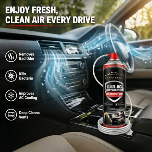 Image of Car AC Vent Cleaner Spray 600ml |Multipurpose & Car AC Cleaner Spray Foam for Deep Cleaning | | Removes Dust, Odor & Germs |AC Cleaning Foam for Vents & Dashboard | No Wash Interior Cleaner