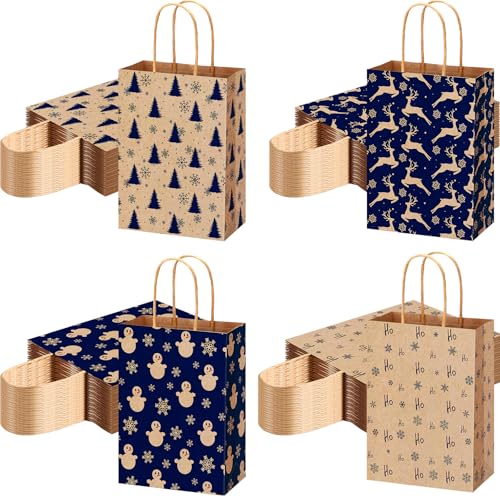 Sacs cadeaux de Noël en papier kraft bleu foncé pour éviter le gaspillage