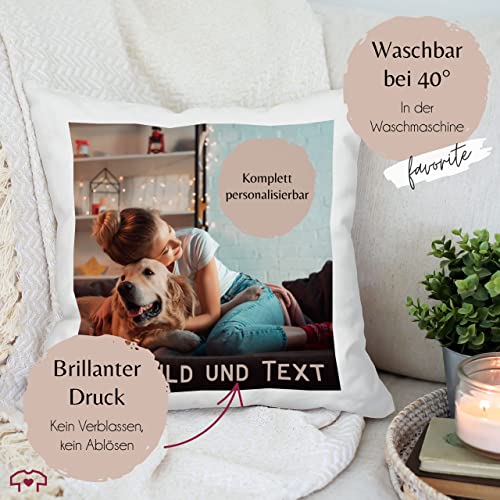 Kissen 40x40 Zierkissen - eigenem - Foto Bild Geschenk I Dein Bild und Text - 40 x 40 cm - Weiß - fotokissen+selbst+gestalten fotokissen selbst gestalten personalisiertes Photo sofakissen