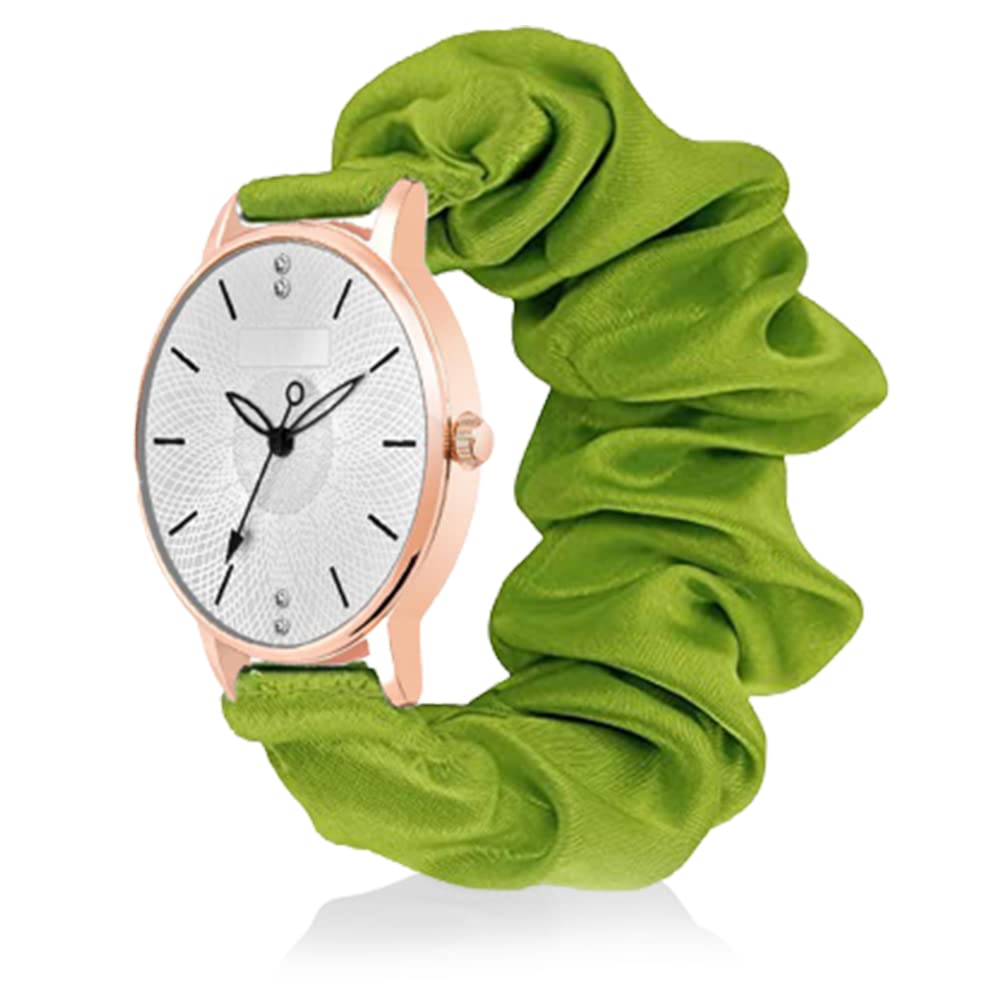 FYLAINCE™ Scrunchies Watch Classic New Dial & Unique Scrunchies Watches Strap Cloth Soft Pattern Solid Fabric Wristband I Watch Cute Elastic Scrunchy Bands Watch for Women & Girl (Green- Mount Dial) (B0C5CGFHC7) Amazon Price History, Amazon Price Tracker