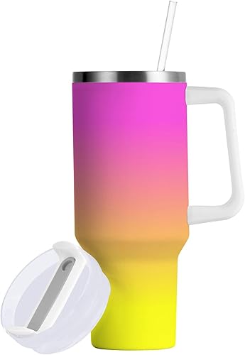 Miniatura 15 de JUNZAN Botellas de agua góticas moradas negras, reutilizables, de acero inoxidable, 40 onzas, botella de agua grande a prueba de fugas y popote para