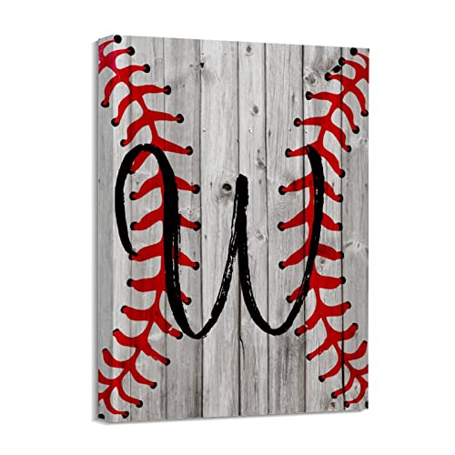 Toile lettre W baseball encadrée le cadeau idéal pour fan de sport et déco