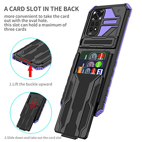 Funda para Xiaomi Redmi Note 11 con tarjetero y soporte morada 2