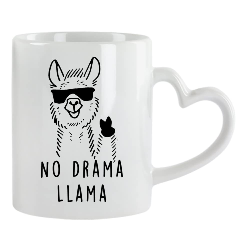 Giftme No Drama Llama No Prob Llama Coffee Tea Mug 11oz Heart Handle Ceramic Mug. (White)