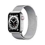 Apple Watch Series 6 (GPS + Cellular, 40 mm) Edelstahlgehäuse Silber, Milanaise Armband Silber