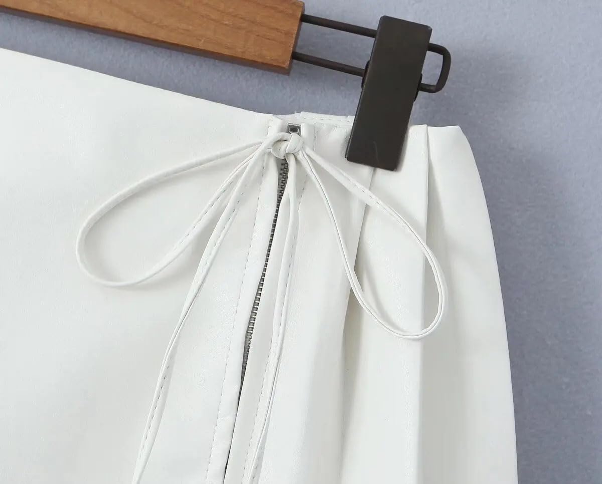 Faldas de piel sintética Y2K para mujer, minifalda plisada de piel sintética de cintura alta con pantalones cortos