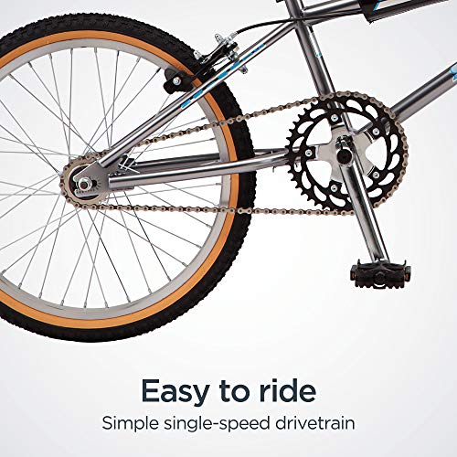 Schwinn Sting Pro Retro BMX for Youth/Adult, Throwback 1989 Design, Single-Speed Drivetrain, Hi-Ten Steel Frame, Aluminum Rims, Tubular Crankset, 20-Inch Wheels, Grey